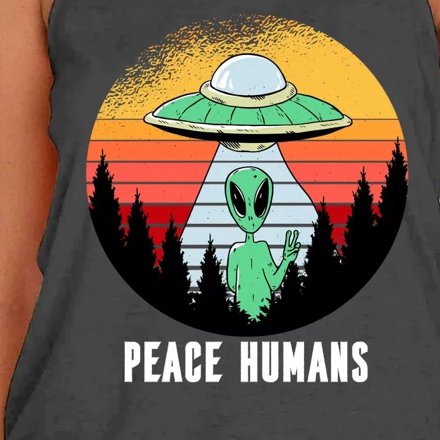 Alien Peace Humans Women's Knotted Racerback Tank