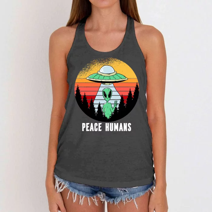 Alien Peace Humans Women's Knotted Racerback Tank