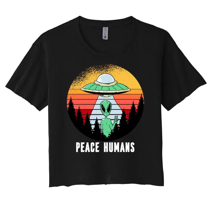 Alien Peace Humans Women's Crop Top Tee