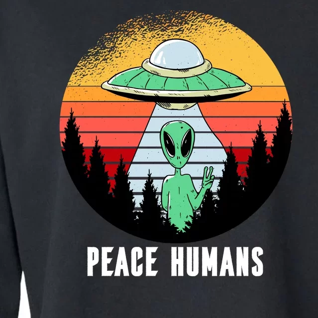 Alien Peace Humans Cropped Pullover Crew