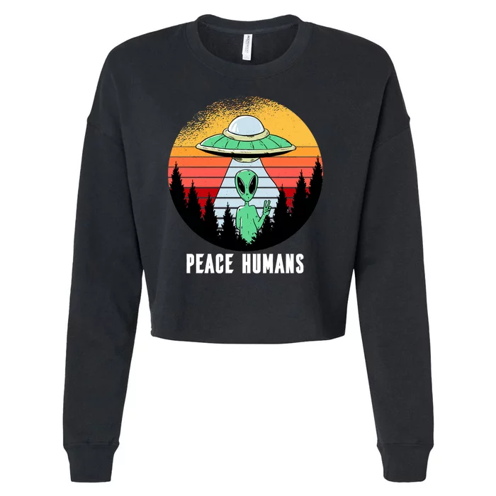 Alien Peace Humans Cropped Pullover Crew