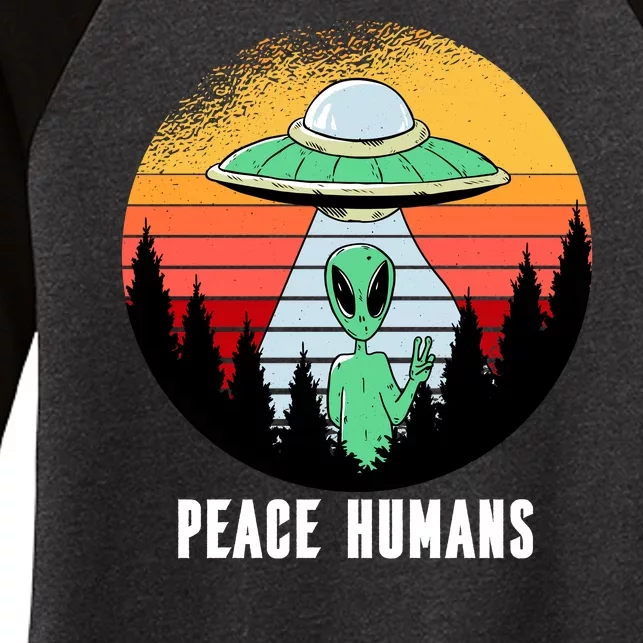 Alien Peace Humans Women's Tri-Blend 3/4-Sleeve Raglan Shirt