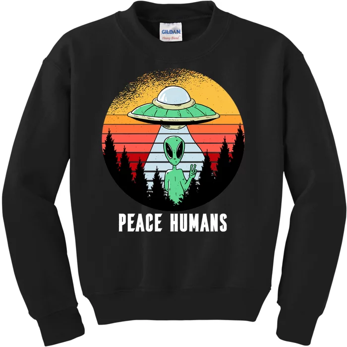 Alien Peace Humans Kids Sweatshirt