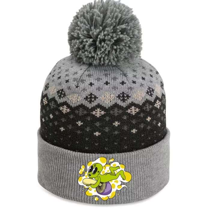 Alien Riding Mushroom The Baniff Cuffed Pom Beanie