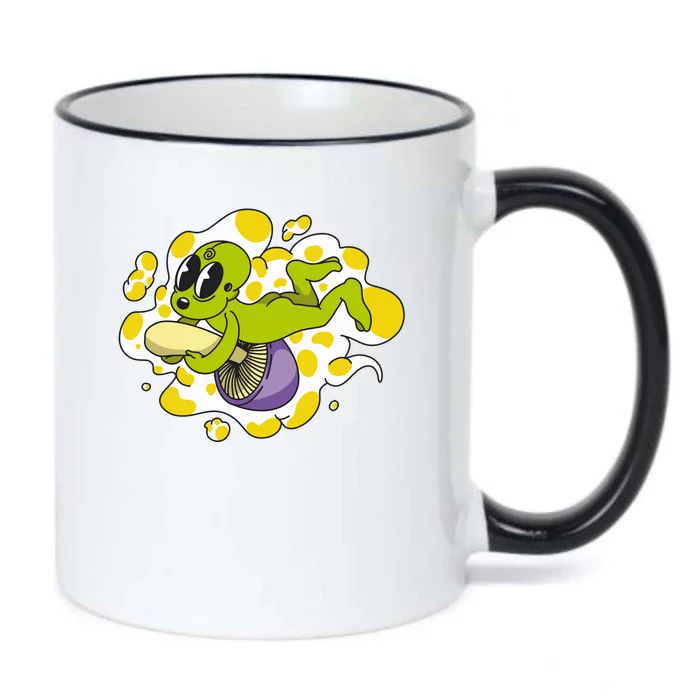 Alien Riding Mushroom Black Color Changing Mug