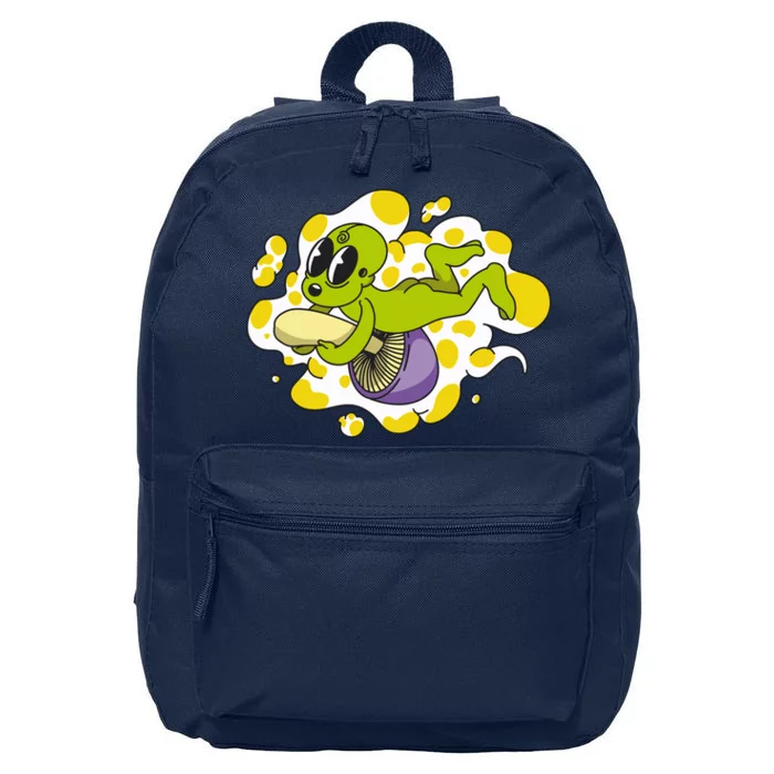 Alien Riding Mushroom 16 in Basic Backpack