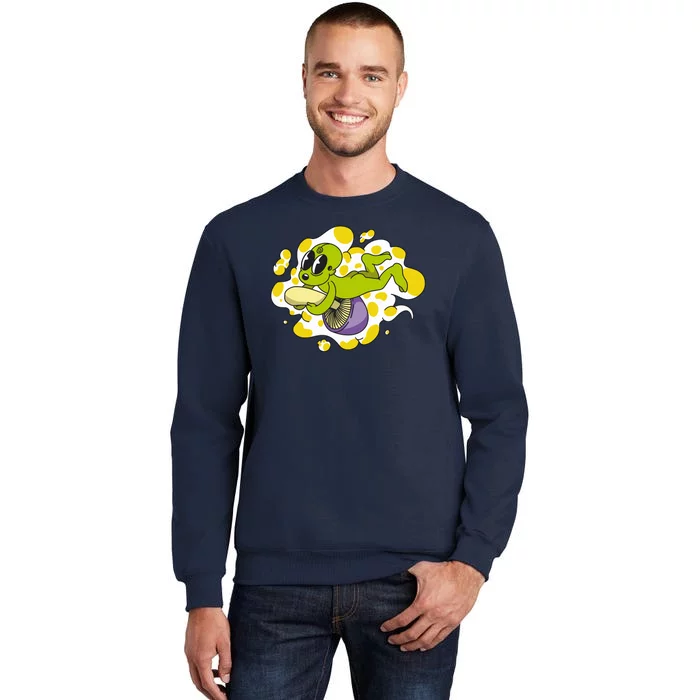 Alien Riding Mushroom Tall Sweatshirt