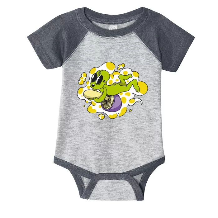 Alien Riding Mushroom Infant Baby Jersey Bodysuit