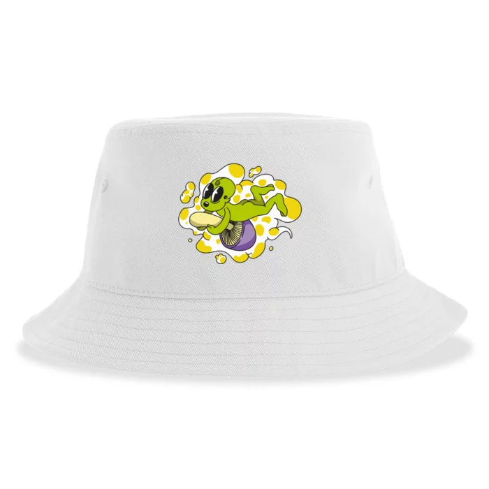 Alien Riding Mushroom Sustainable Bucket Hat