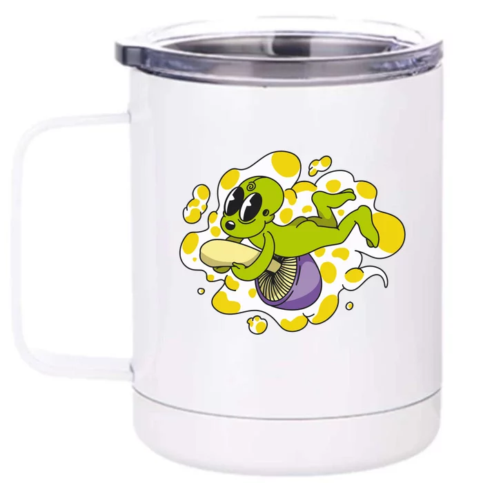 Alien Riding Mushroom Front & Back 12oz Stainless Steel Tumbler Cup