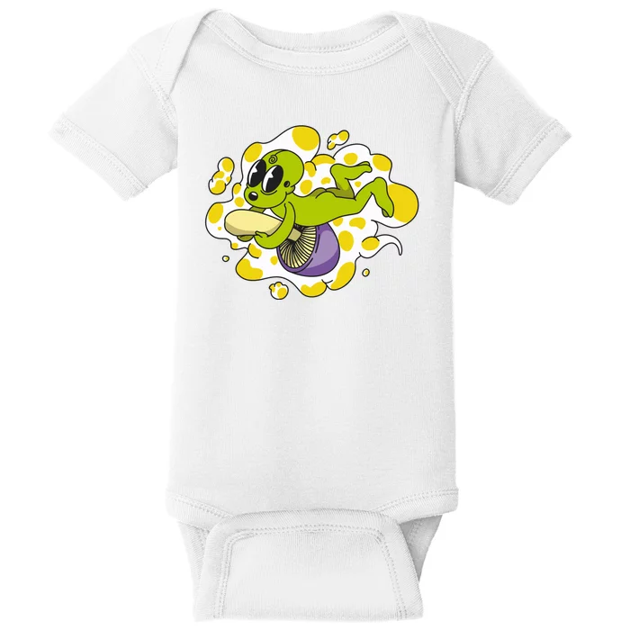 Alien Riding Mushroom Baby Bodysuit