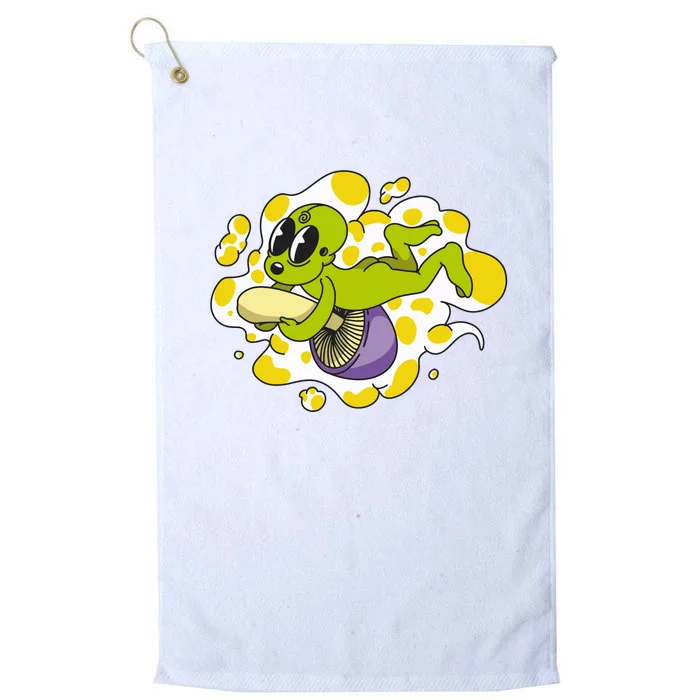 Alien Riding Mushroom Platinum Collection Golf Towel