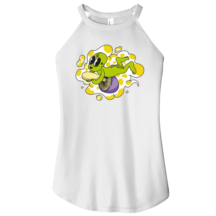 Alien Riding Mushroom Women’s Perfect Tri Rocker Tank