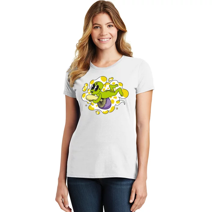 Alien Riding Mushroom Women's T-Shirt