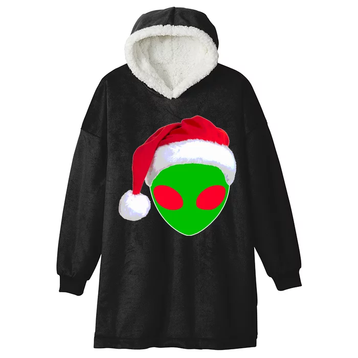 Alien Santa Claus Hat Christmas Logo Hooded Wearable Blanket