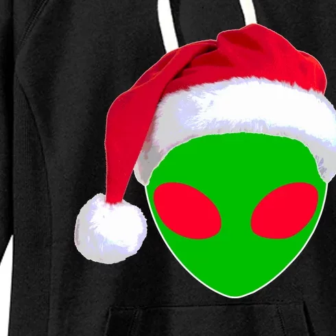 Alien Santa Claus Hat Christmas Logo Women's Fleece Hoodie