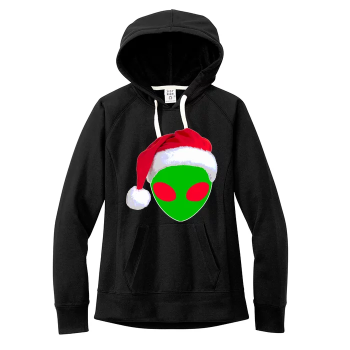 Alien Santa Claus Hat Christmas Logo Women's Fleece Hoodie