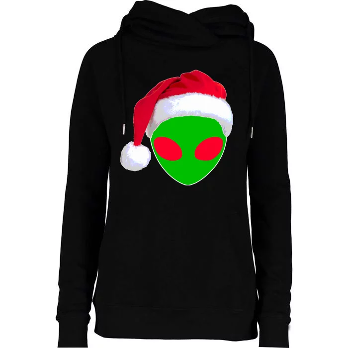 Alien Santa Claus Hat Christmas Logo Womens Funnel Neck Pullover Hood