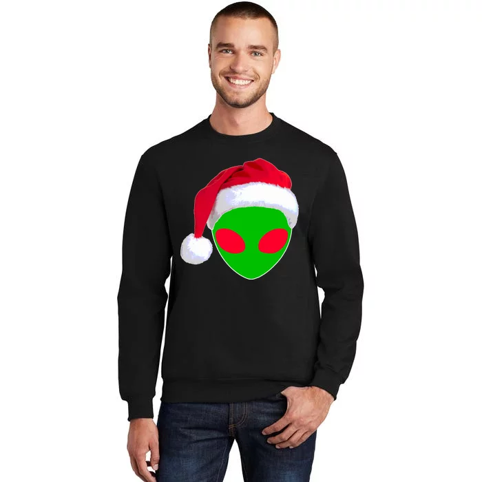 Alien Santa Claus Hat Christmas Logo Tall Sweatshirt