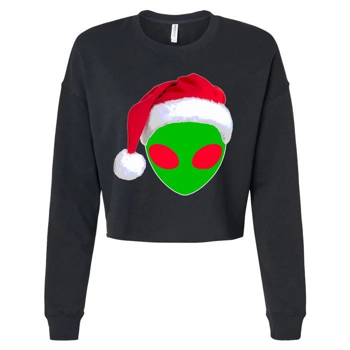 Alien Santa Claus Hat Christmas Logo Cropped Pullover Crew