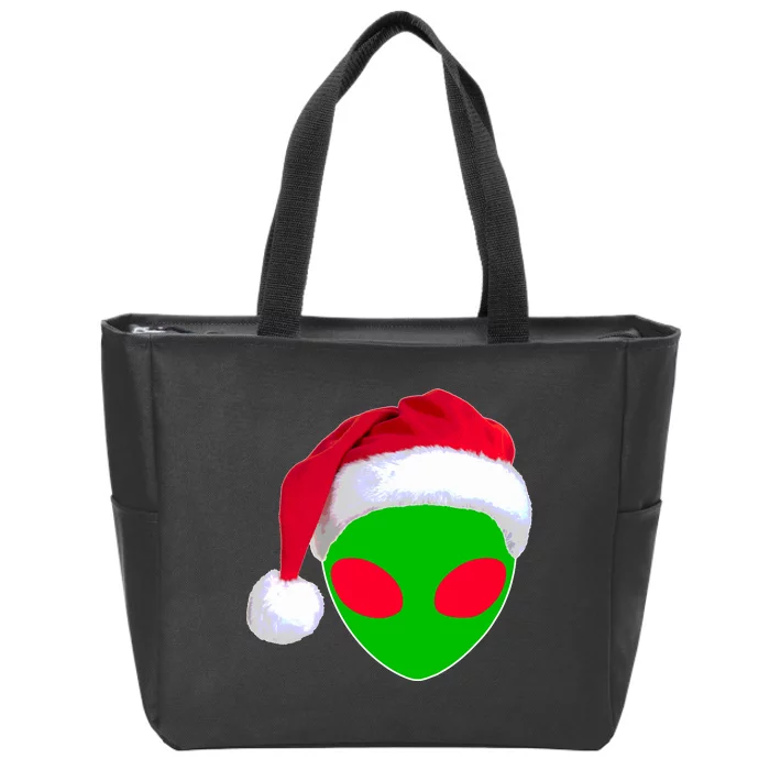 Alien Santa Claus Hat Christmas Logo Zip Tote Bag