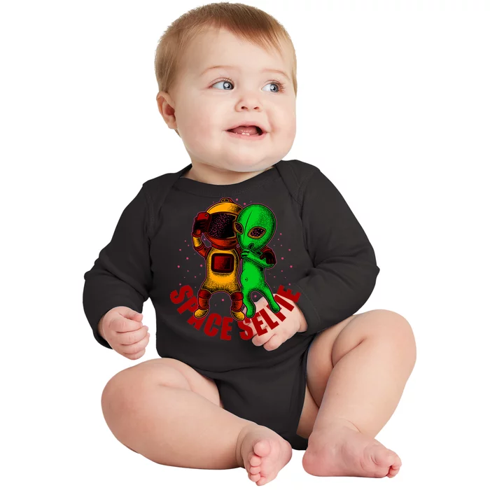 Alien Space Selfie Baby Long Sleeve Bodysuit