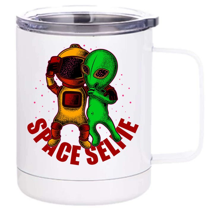 Alien Space Selfie Front & Back 12oz Stainless Steel Tumbler Cup