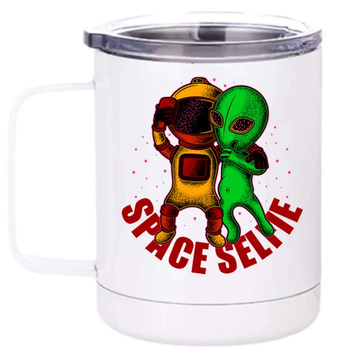 Alien Space Selfie Front & Back 12oz Stainless Steel Tumbler Cup