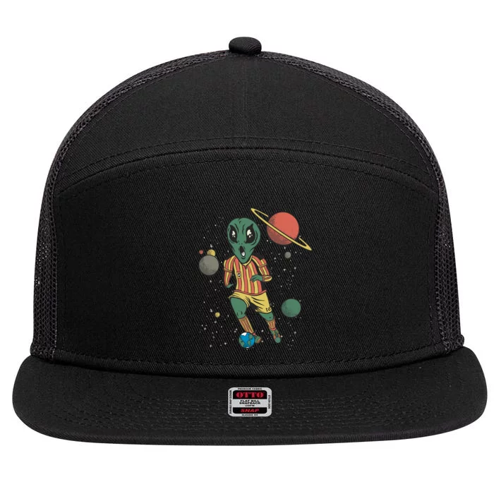 Alien Space Soccer Player 7 Panel Mesh Trucker Snapback Hat