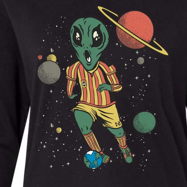 Alien Space Soccer Player Womens Cotton Relaxed Long Sleeve T-Shirt