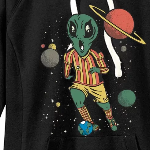 Alien Space Soccer Player Women's Fleece Hoodie