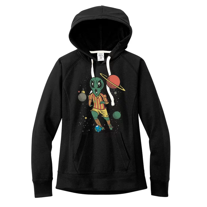 Alien Space Soccer Player Women's Fleece Hoodie