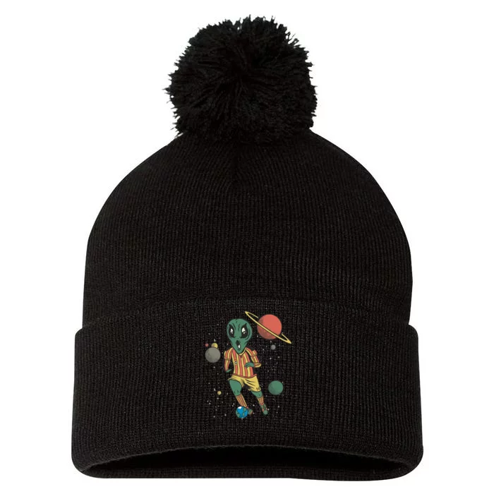 Alien Space Soccer Player Pom Pom 12in Knit Beanie