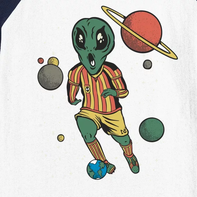 Alien Space Soccer Player Baseball Sleeve Shirt