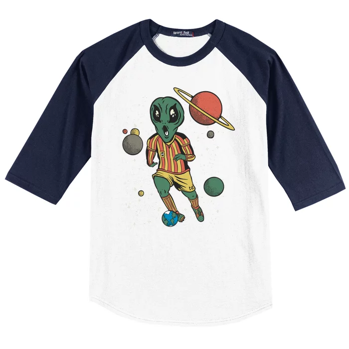 Alien Space Soccer Player Baseball Sleeve Shirt