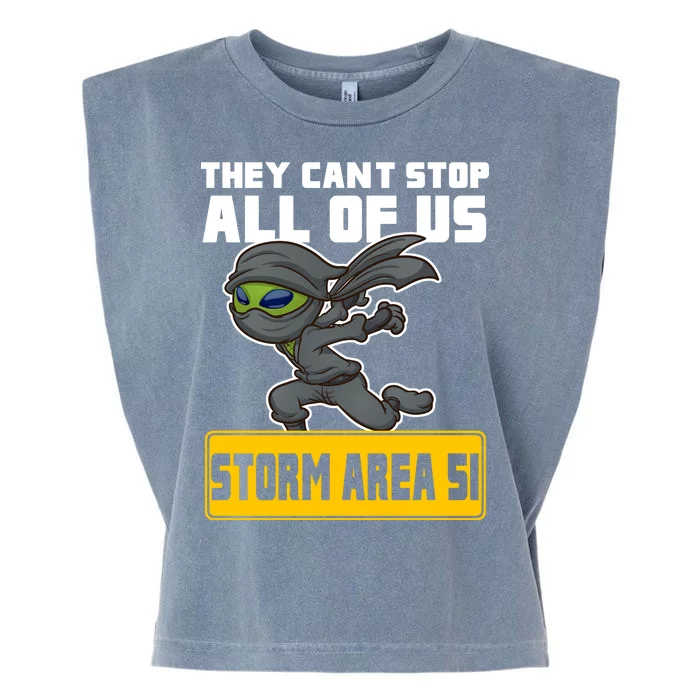 Alien Storming Area 51 Ninja Run Garment-Dyed Women's Muscle Tee