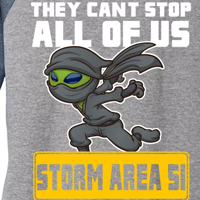 Alien Storming Area 51 Ninja Run Women's Tri-Blend 3/4-Sleeve Raglan Shirt