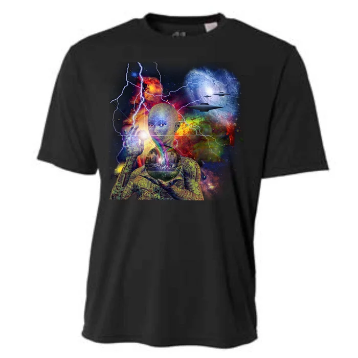 Alien Ufo In Space Cooling Performance Crew T-Shirt