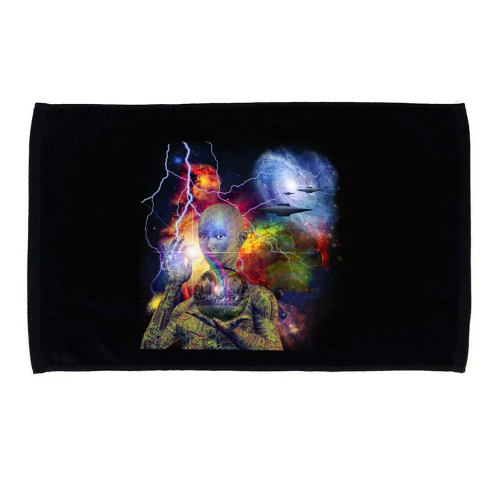 Alien Ufo In Space Microfiber Hand Towel