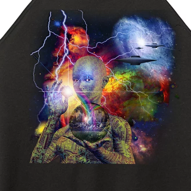 Alien Ufo In Space Women’s Perfect Tri Rocker Tank