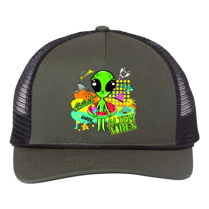 Alien Vibes Summertime Retro Rope Trucker Hat Cap