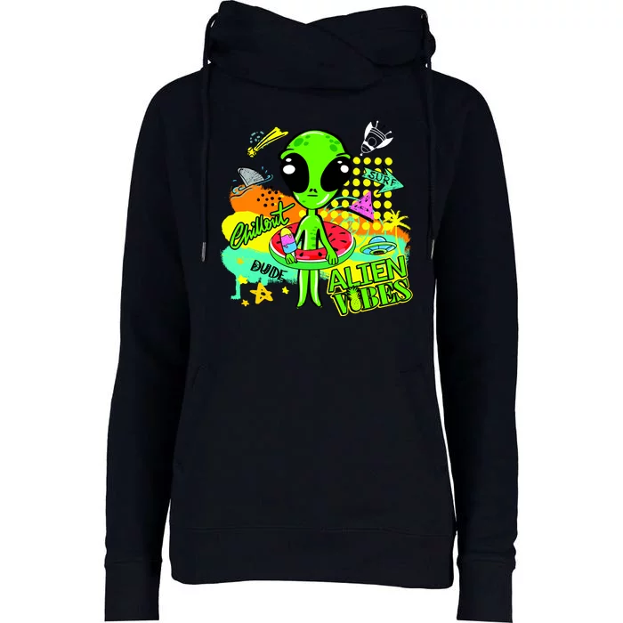 Alien Vibes Summertime Womens Funnel Neck Pullover Hood