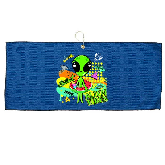 Alien Vibes Summertime Large Microfiber Waffle Golf Towel