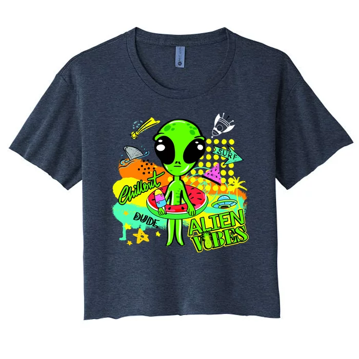 Alien Vibes Summertime Women's Crop Top Tee