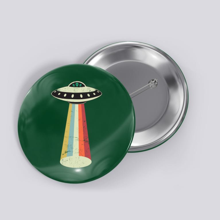 Alien Vintage UFO Space Ship Button