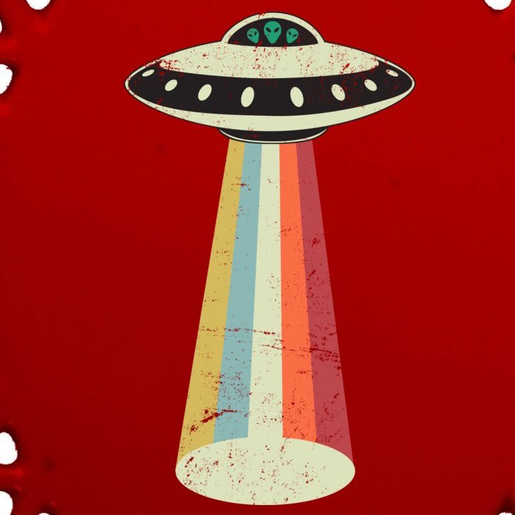 Alien Vintage UFO Space Ship Oval Ornament