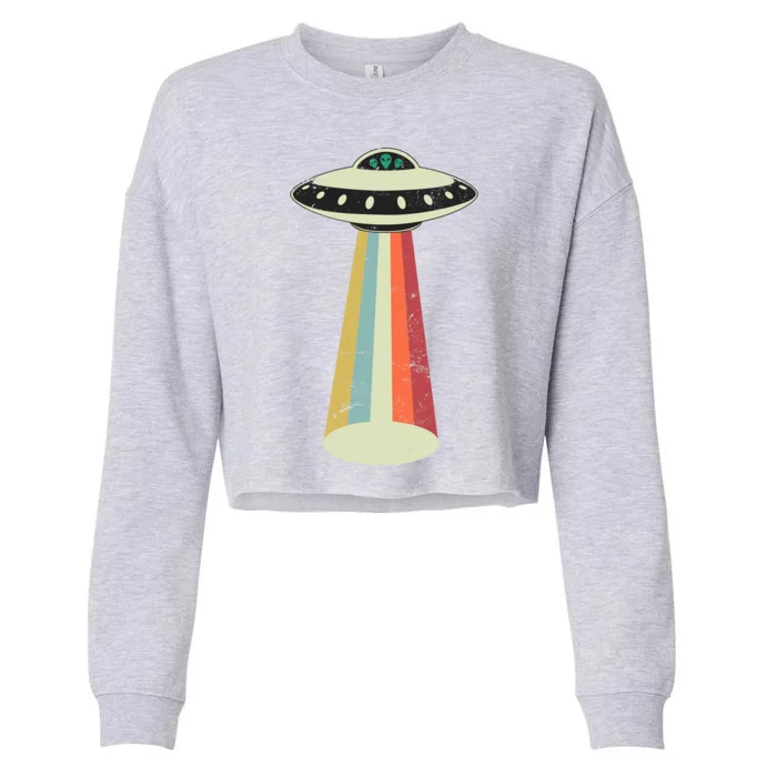 Alien Vintage UFO Space Ship Cropped Pullover Crew