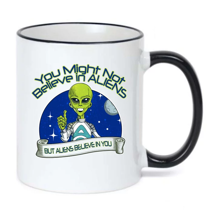 Aliens Believe In You Black Color Changing Mug