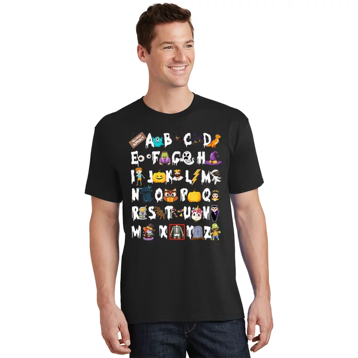 ABCs Learning Kindergarten Teacher Funny Halloween Alphabet T-Shirt