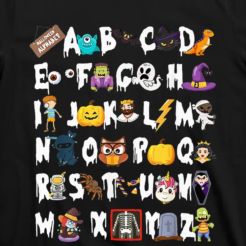 ABCs Learning Kindergarten Teacher Funny Halloween Alphabet T-Shirt